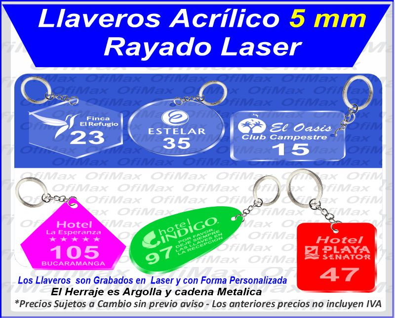llaveros acrilico laser muestras, bogota, colombia